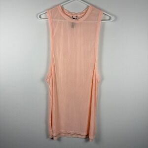 Hurley Womens Ribbed Muscle Tank Top Peach Pink Deep Armhole Size Small